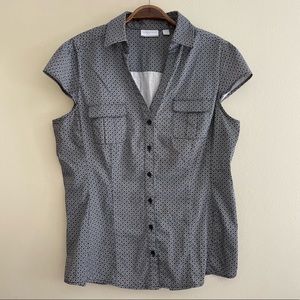 New York & Company Collared Button Front Top